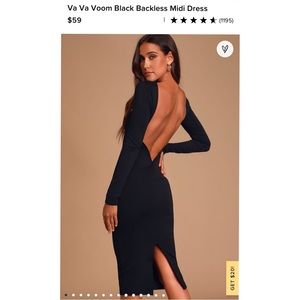 NWT Lulus Va Va Voom Black Backless Midi Dress